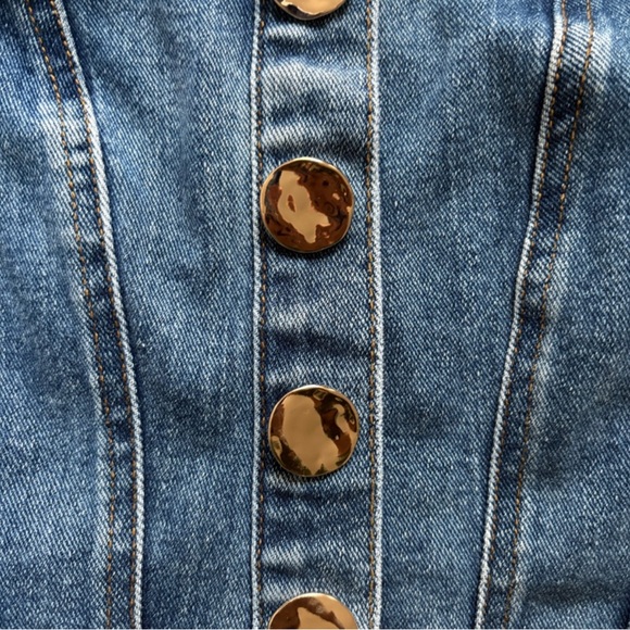 Avec Les Filles Blue Denim Vest with Gold Accents - Picture 2 of 5